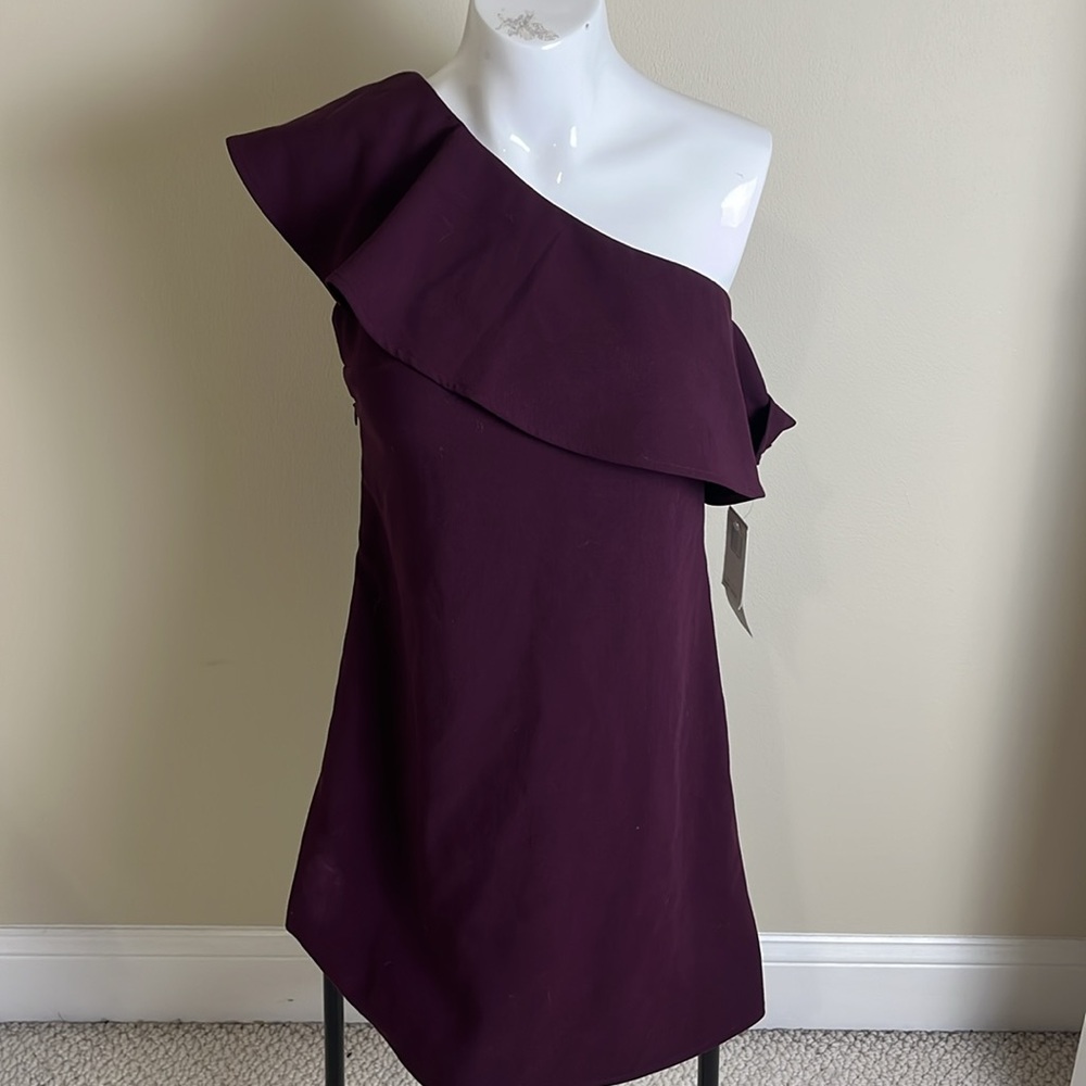 NWT French Connection Whisper Ruth Ruffle One Shoulder Dress